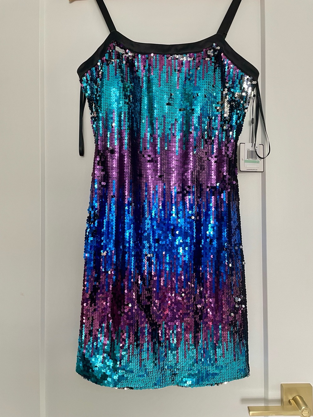 NWT Shelli Segal LAUNDRY ombré sequined embellished purple turquoise mini dress